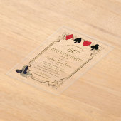 ラグジュアリーベガス金ゴールドアールデコトランプのポーカー誕生日 アクリル招待状 (レイダウン)