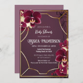 ラグジュアリーベビーシャワーブルゴーディオーキッド開花フレーム 招待状 (正面/裏面)