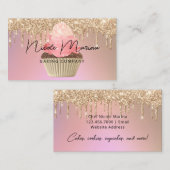 ラグジュアリーベーカリーカップケーキシェフバラ金ゴールドグリッタードリップ 名刺 (正面/裏面)