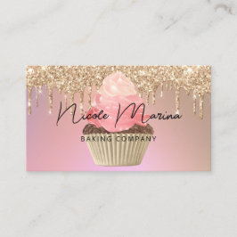 ラグジュアリーベーカリーカップケーキシェフバラ金ゴールドグリッタードリップ 名刺