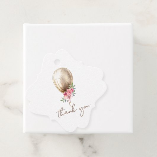 ラグジュアリーベージュバルーングリッターありがとう フェイバータグ (インサイチュ)