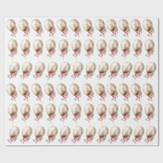 ラグジュアリーベージュバルーングリッターパーティー ラッピングペーパー (フラット)