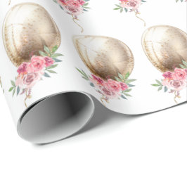 ラグジュアリーベージュバルーングリッターパーティー ラッピングペーパー