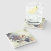 ラグジュアリーベージュフェイクネイビー金ゴールドグリッター大理石アート ストーンコースター (横)