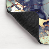 ラグジュアリーベージュフェイクネイビー金ゴールドグリッター大理石アート マウスパッド (コーナー)