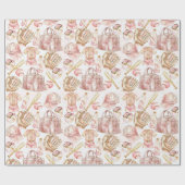 ラグジュアリーベースボールガール誕生日ピンク金ゴールド ラッピングペーパー (フラット)