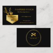 ラグジュアリーペットグルーミングブラック金ゴールドアポイントメントカード 予約カード (正面/裏面)