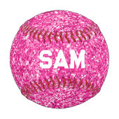 ラグジュアリーホットピンクグリッターはっきりしたスポーツモノグラム 野球ボール (正面)