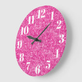 ラグジュアリーホットピンクグリッタートレンディー番号 ラージ壁時計 (傾斜)