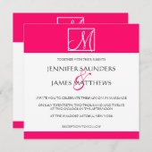 ラグジュアリーホットピンクモノグラム結婚式招待状 招待状 (正面/裏面)