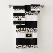 ラグジュアリーホテルモノグラムブラックバラ金ゴールドホワイトバス バスタオルセット (インサイチュ)