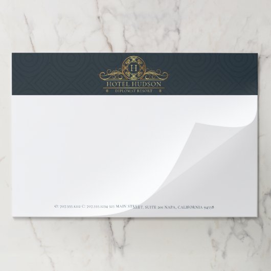 ラグジュアリーホテルリゾート金ゴールドブルービジネス ペーパーパッド (折り畳み)