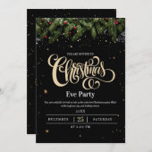 ラグジュアリーホリデークリスマスナイトパーティの招待状 招待状 (正面/裏面)