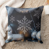 ラグジュアリーホリデーピロー – スノーフレークデザイン クッション (ブランケット)