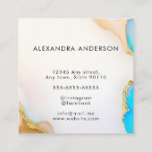 ラグジュアリーホログラフィックオパールアガートマーブル金ゴールド詳細 スクエア名刺 (裏面)