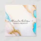 ラグジュアリーホログラフィックオパールアガートマーブル金ゴールド詳細 スクエア名刺 (正面)