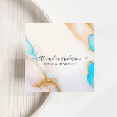 ラグジュアリーホログラフィックオパールアガートマーブル金ゴールド詳細 スクエア名刺