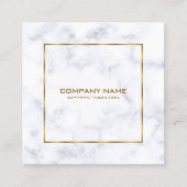 ラグジュアリーホワイトとグレーの大理石シンプル金ゴールドフレーム スクエア名刺 (正面)