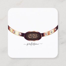 ラグジュアリーホワイトとバラ金ゴールドとジュエリーモノグラムの スクエア名刺