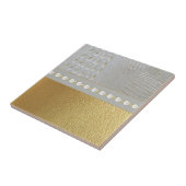 ラグジュアリーホワイトと金ゴールドアリゲーターハイドパール タイル (側面)