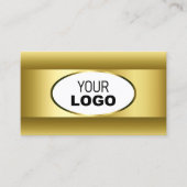 ラグジュアリーホワイトと金ゴールドグラデーションロゴゴールデンオーバルデコール 名刺 (正面)