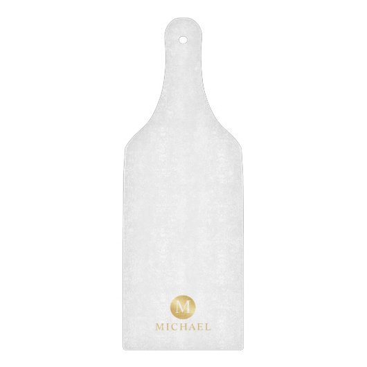 ラグジュアリーホワイトと金ゴールドモノグパーソナライズされたラム カッティングボード (正面)