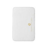 ラグジュアリーホワイトと金ゴールドモノグパーソナライズされたラム バスマット (正面縦)