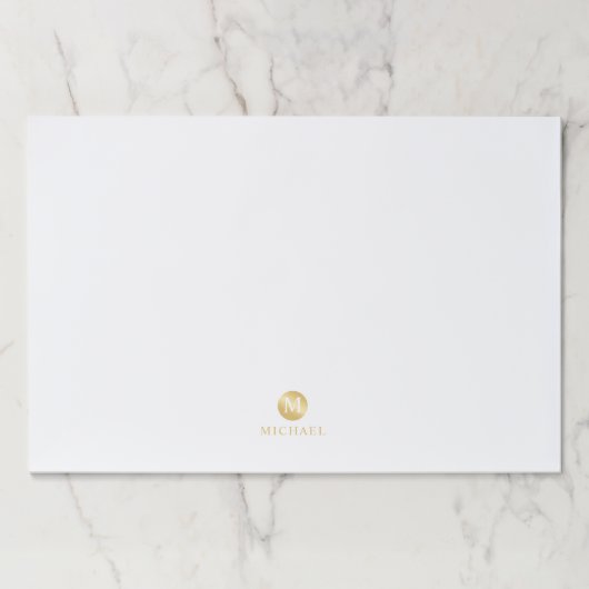 ラグジュアリーホワイトと金ゴールドモノグパーソナライズされたラム ペーパーパッド (正面)