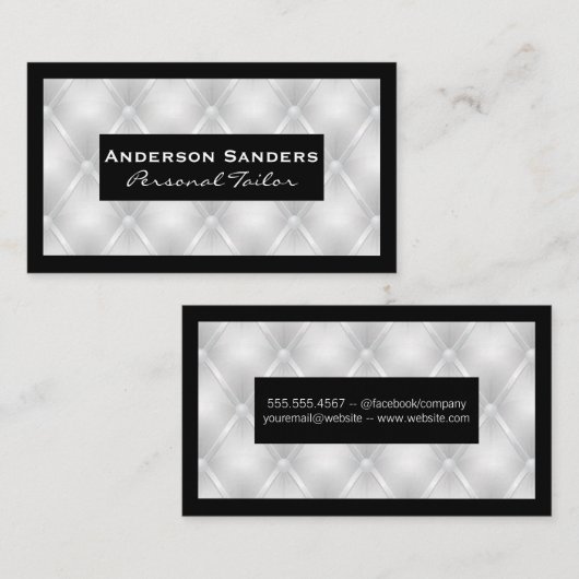 ラグジュアリーホワイトの塗り上げ背景 | 黒縁ど 名刺 (正面/裏面)