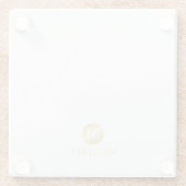 ラグジュアリーホワイトアンド金ゴールドモパーソナライズされたノグラム ガラスコースター (裏面)