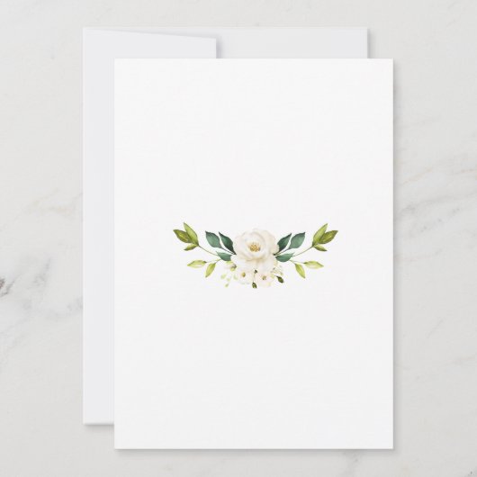 ラグジュアリーホワイトクリームフラワーズ金ゴールドベビーシャワー 招待状 (裏面)