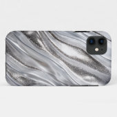 ラグジュアリーホワイトシルバーグリッター紙-グリッターケース Case-Mate iPhoneケース (裏面(横))