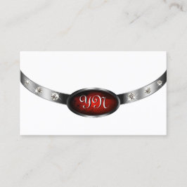 ラグジュアリーホワイトシルバーレッドマーブルラインフェイクストーン 名刺