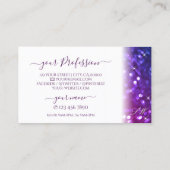 ラグジュアリーホワイトピンクパープルスパークルグリッターイニシャル 名刺 (裏面)