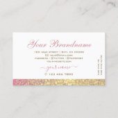 ラグジュアリーホワイトピンク金ゴールドスパークルグリッターシメリー 名刺 (裏面)