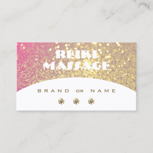 ラグジュアリーホワイトピンク金ゴールドスパークルグリッターシメリー 名刺 (正面)