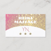 ラグジュアリーホワイトピンク金ゴールドスパークルグリッターモノグラム 名刺 (正面)