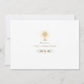 ラグジュアリーホワイトフラワーズファースト金ゴールド聖餐式 サンキューカード (裏面)