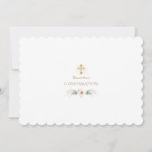 ラグジュアリーホワイトフラワーズ金ゴールドガール確認 サンキューカード (裏面)