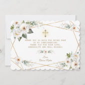 ラグジュアリーホワイトフラワーズ金ゴールドガール確認 サンキューカード (正面)