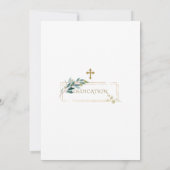 ラグジュアリーホワイトフラワーズ金ゴールドグリッターフレーム献身 招待状 (裏面)