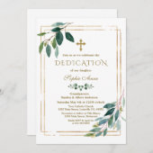 ラグジュアリーホワイトフラワーズ金ゴールドグリッターフレーム献身 招待状 (正面/裏面)