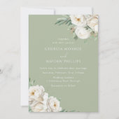 ラグジュアリーホワイトフローラプレミアム結婚セージ 招待状 (正面)