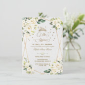 ラグジュアリーホワイトフローラ金ゴールドミクリンスキンセアニラ 招待状 (スタンド正面)