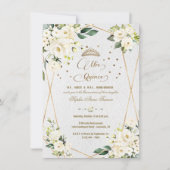 ラグジュアリーホワイトフローラ金ゴールドミクリンスキンセアニラ 招待状 (正面)