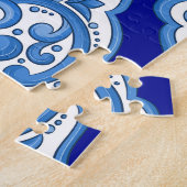 ラグジュアリーホワイトブルー、トルコオーナメント。 ジグソーパズル (側面)