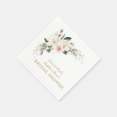 ラグジュアリーホワイトマグノリアピンクフローラブライダルシャワー スタンダードカクテルナプキン (角)