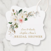 ラグジュアリーホワイトマグノリアピンクフローラブライダルシャワー フェイバータグ (裏面)