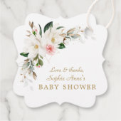 ラグジュアリーホワイトマグノリアピンクフローラベビーシャワー フェイバータグ (裏面)