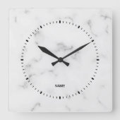 ラグジュアリーホワイトマーブルテクスチャ スクエア壁時計 (正面)